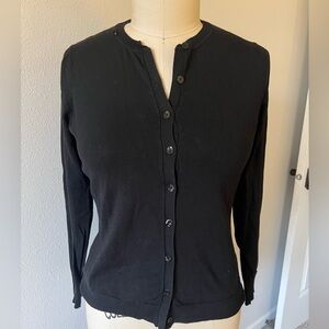 August Silk Black Button-Up Cardigan